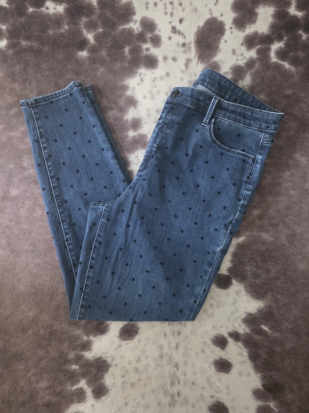 Talbots Flawless High Waist Jegging Ankle Jeans 14 Polka Dot Denim